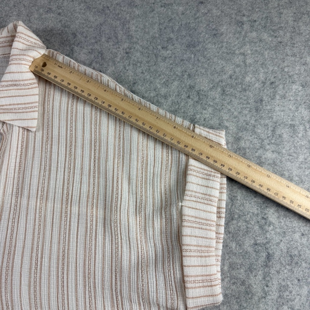 Women’s Beige Perch by Blu Pepper Striped Collared Pintuck Detail Top Size 1X - Picture 8 of 14